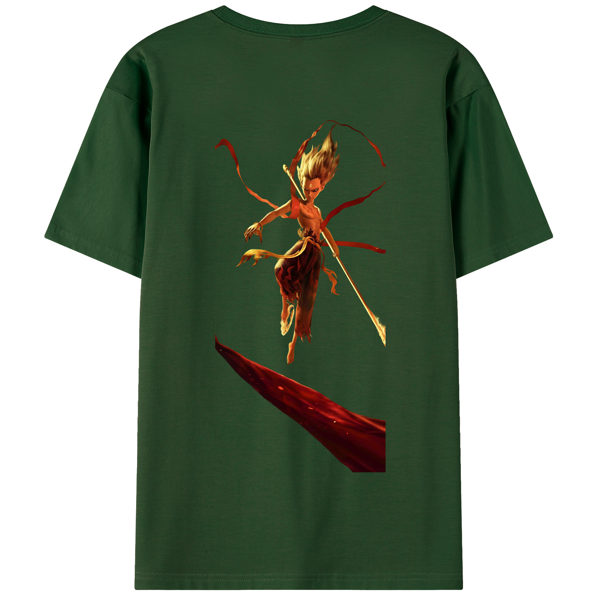 （画像用） Ne Zha 2 ナタ 魔童の大暴れ 綿100％半袖Tシャツ（背面プリント）